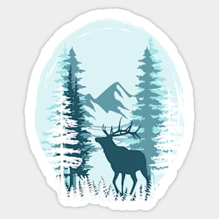 Exploring Deer Majesty in the Forest Sticker